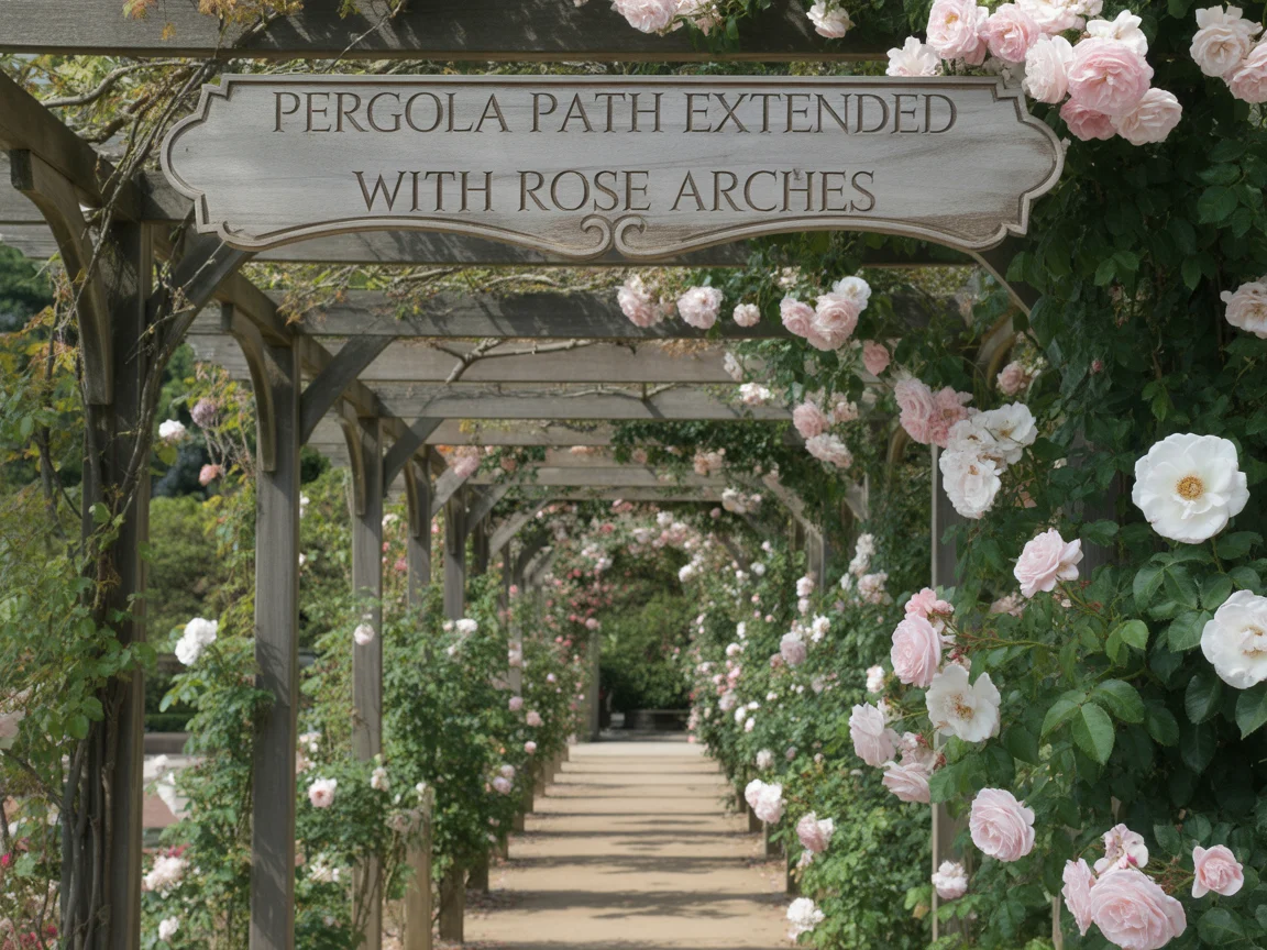 10. Pergola Path Extended With Rose Arches