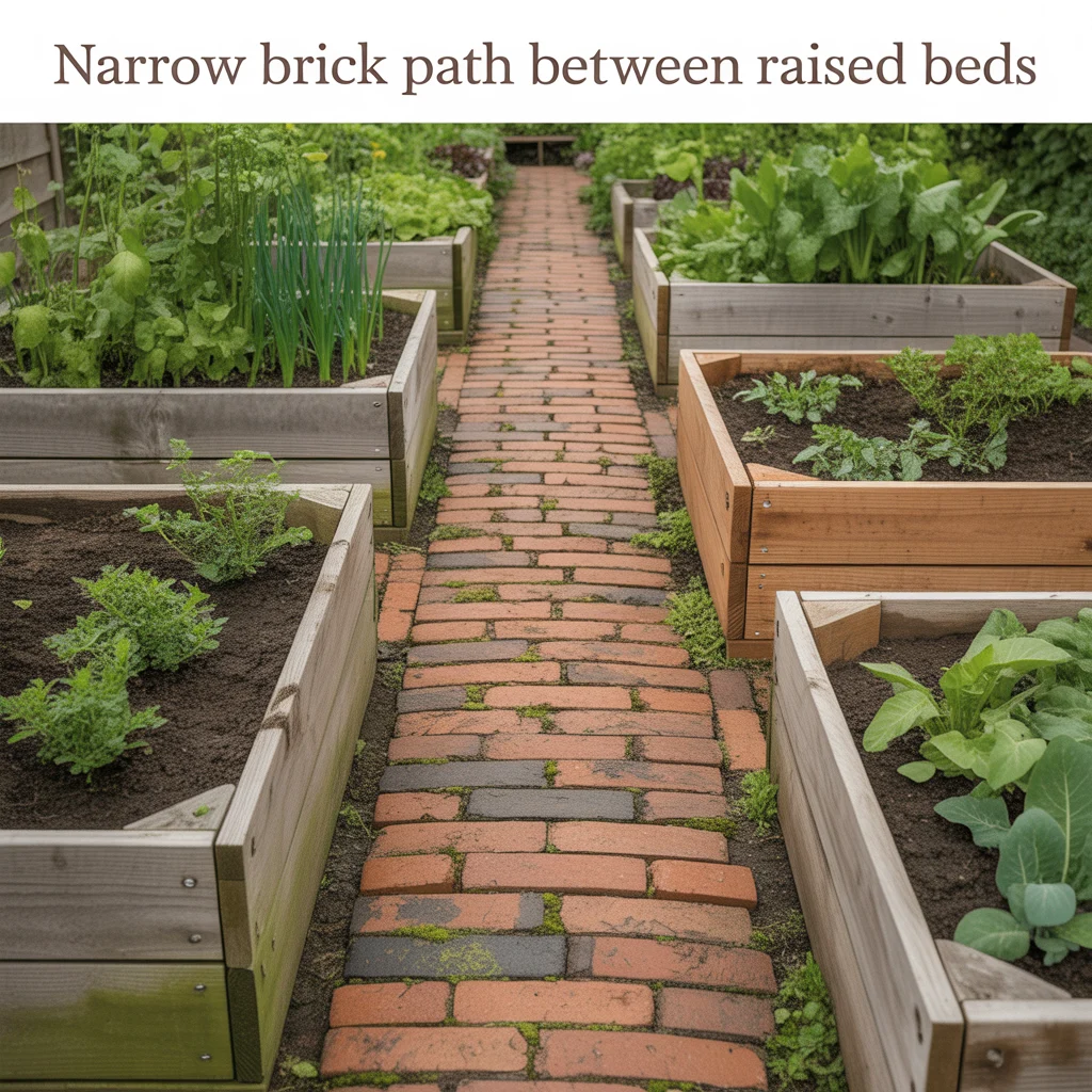 11. Narrow Brick Path Between Raised Beds