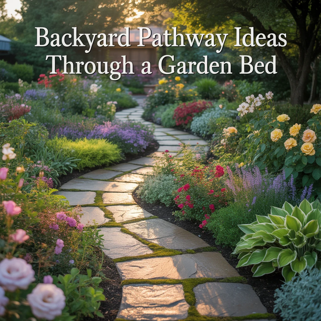 12. Backyard Pathway Ideas Through a Garden Bed