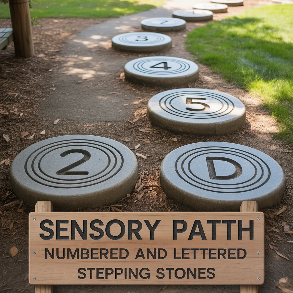 13. Sensory Path With Numbered and Lettered Stepping Stones
