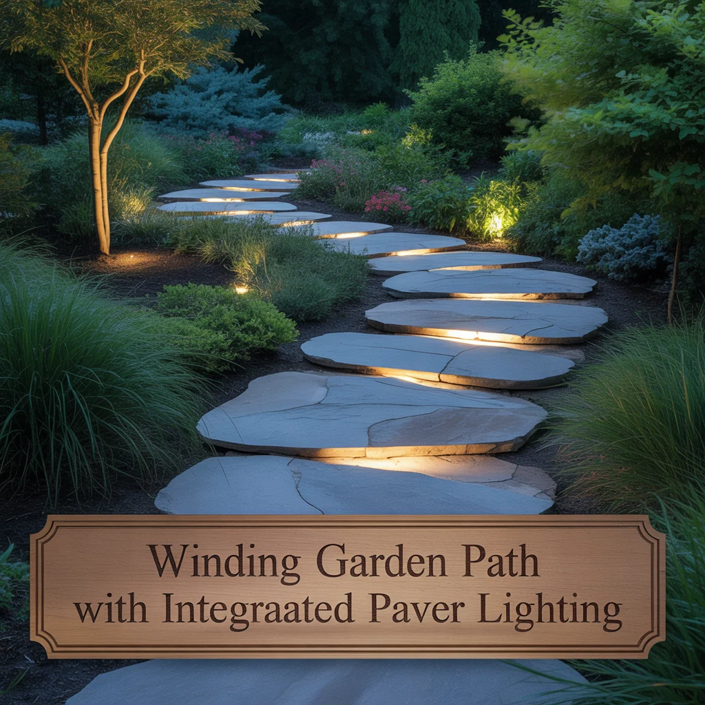 13. Winding Garden Path With Integrated Paver Lighting