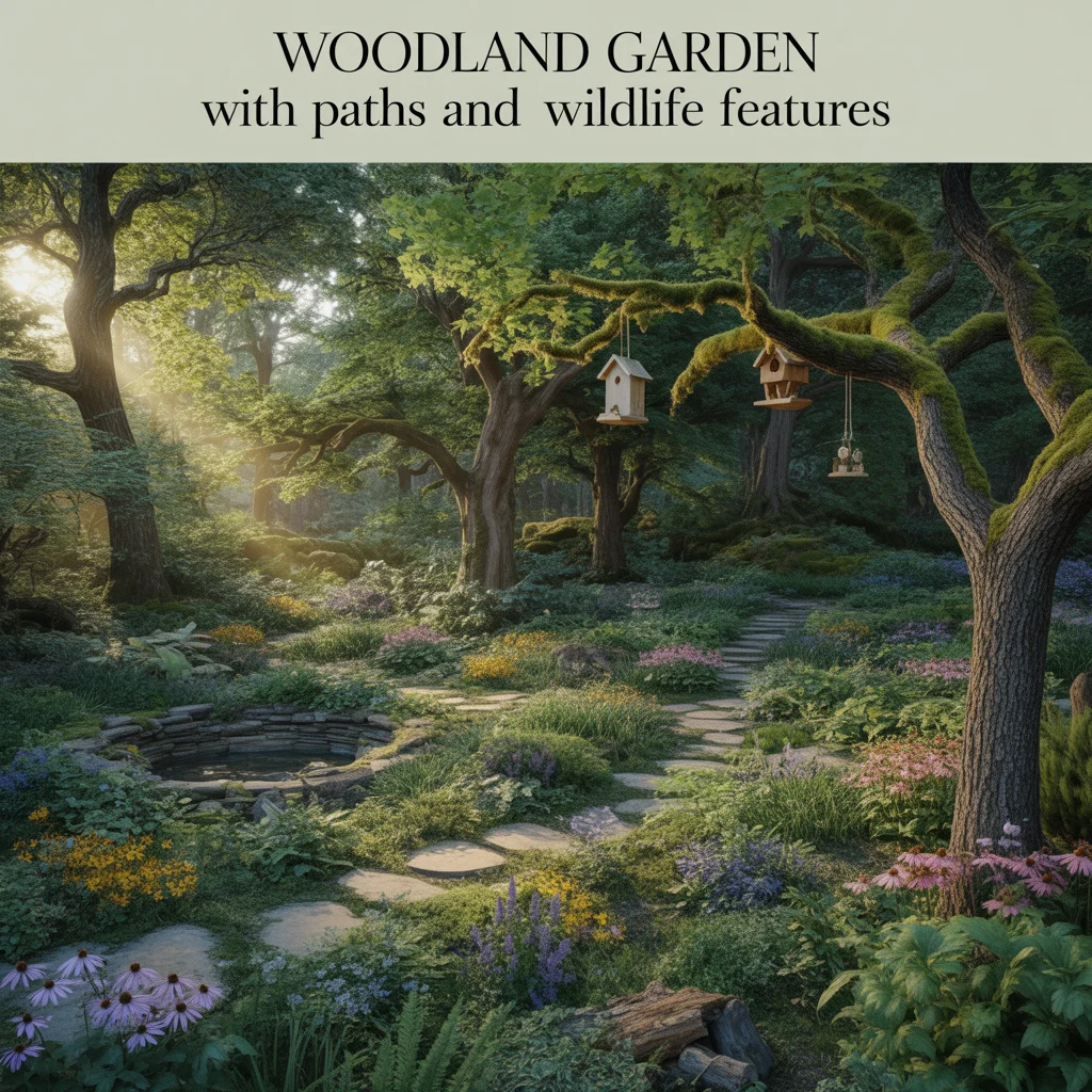 13. Woodland Garden With Paths and Wildlife Features