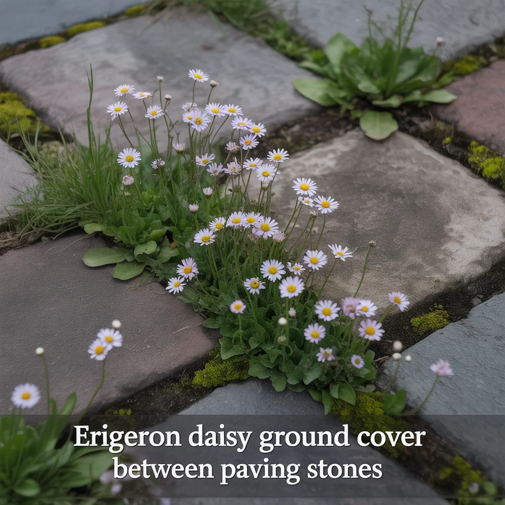 14. Erigeron Daisy Ground Cover Between Paving Stones