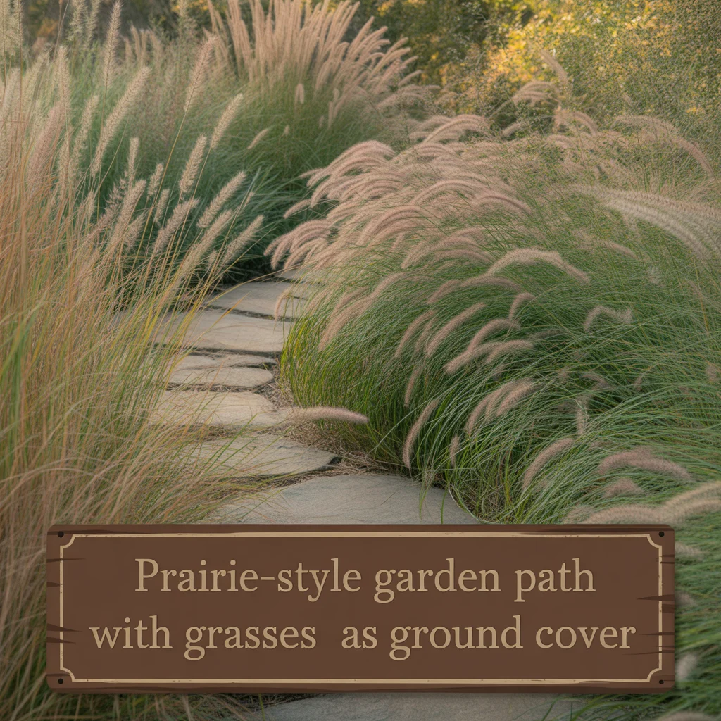 15. Prairie-Style Garden Path With Grasses as Ground Cover