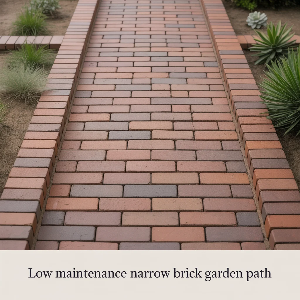 16. Low Maintenance Narrow Brick Garden Path