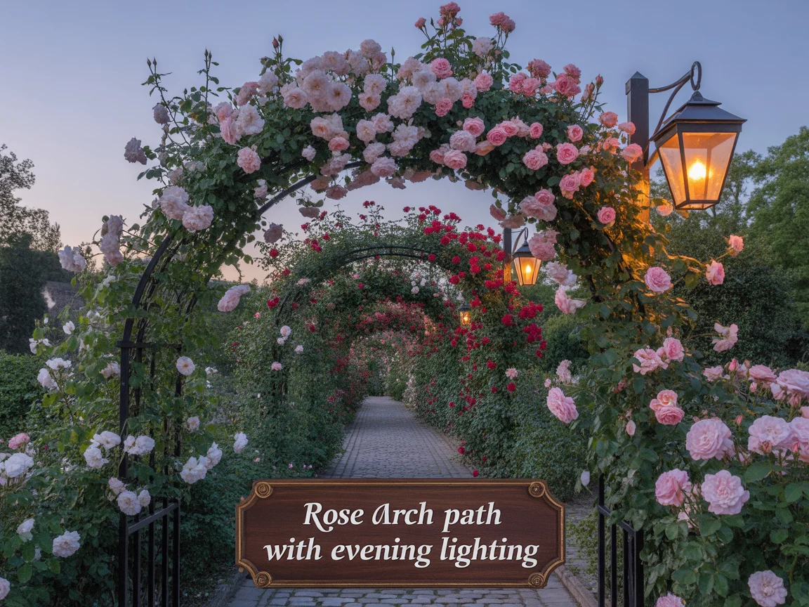 17. Rose Arch Path With Evening Lighting