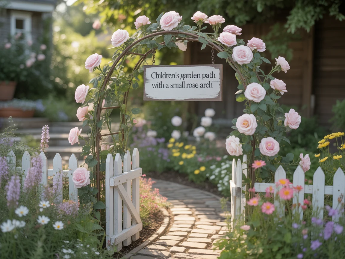 18. Children's Garden Path With a Small Rose Arch