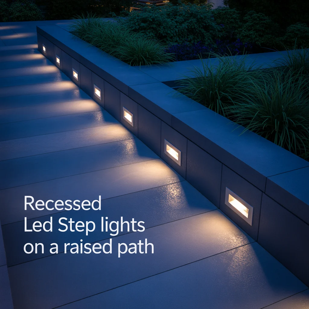 2. Recessed LED Step Lights on a Raised Path