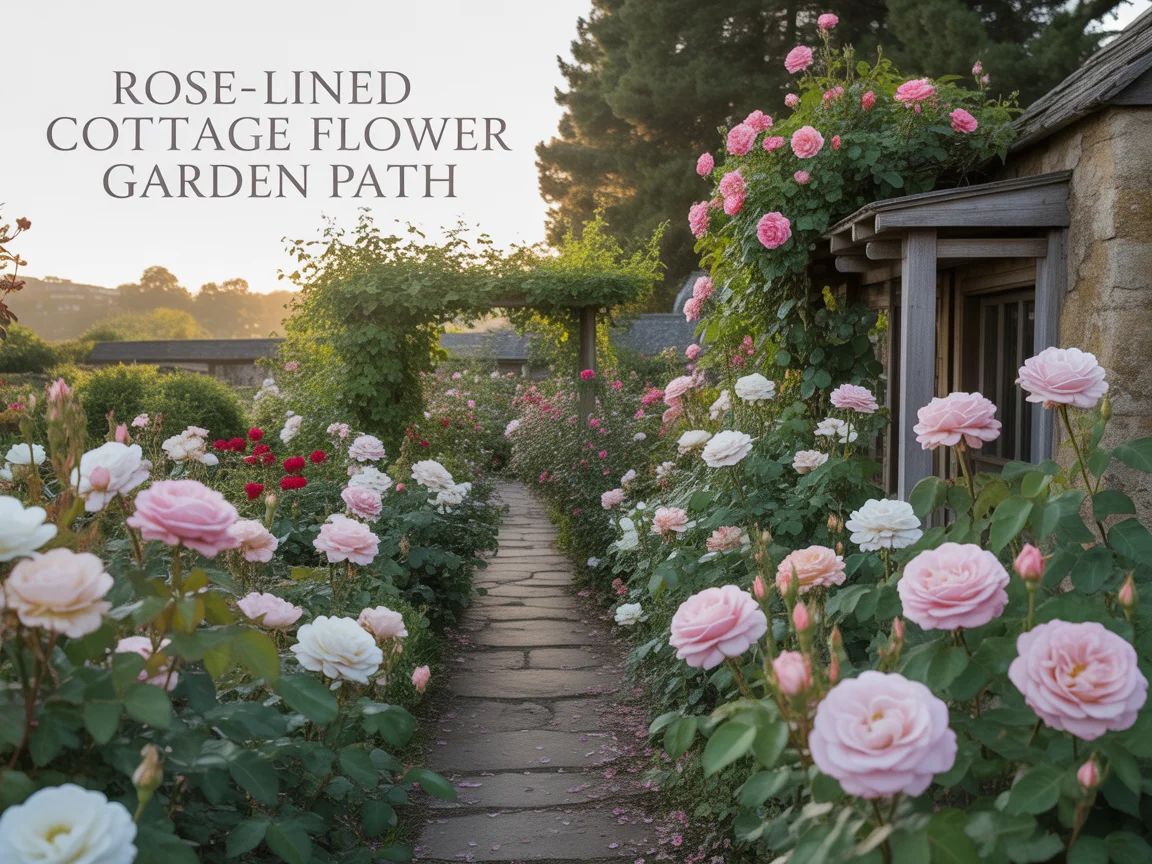 2. Rose-Lined Cottage Flower Garden Path