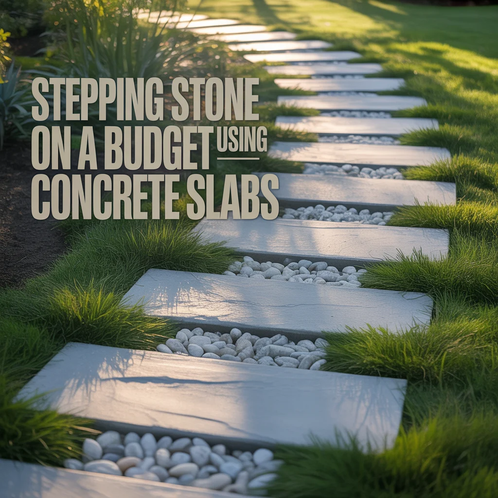 2. Stepping Stone Ideas on a Budget Using Concrete Slabs