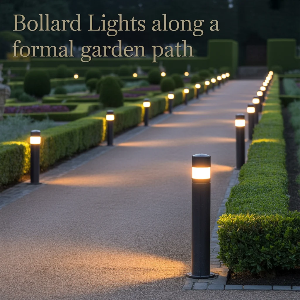 3. Bollard Lights Along a Formal Garden Path
