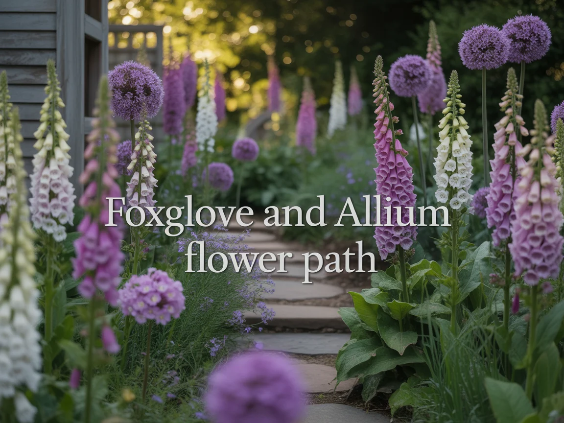 3. Foxglove and Allium Flower Path