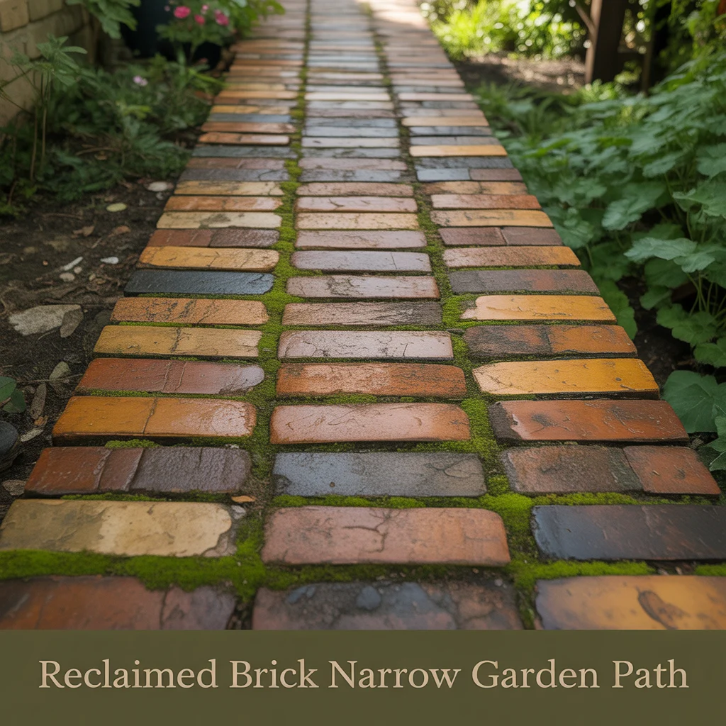 3. Reclaimed Brick Narrow Garden Path