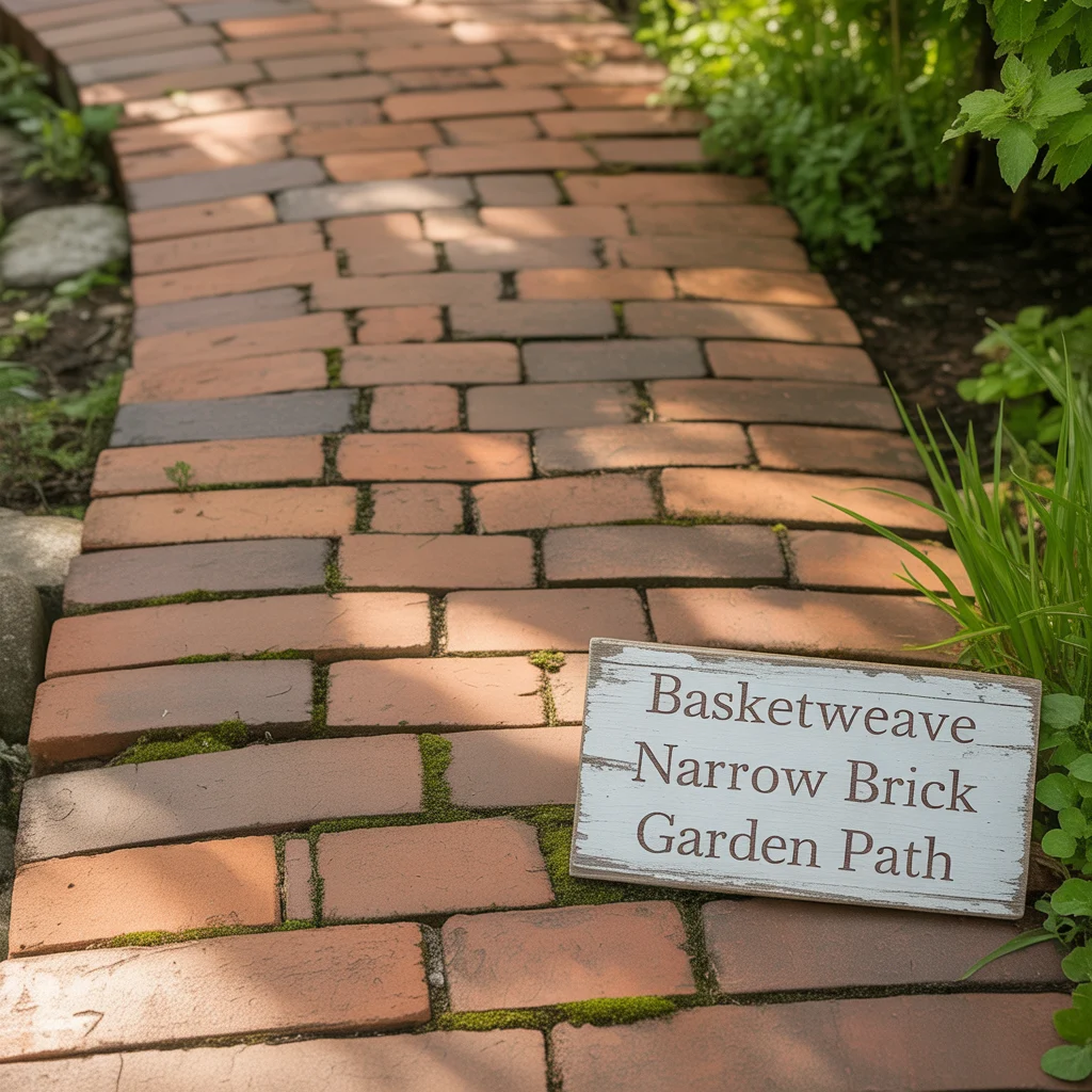 4. Basketweave Narrow Brick Garden Path