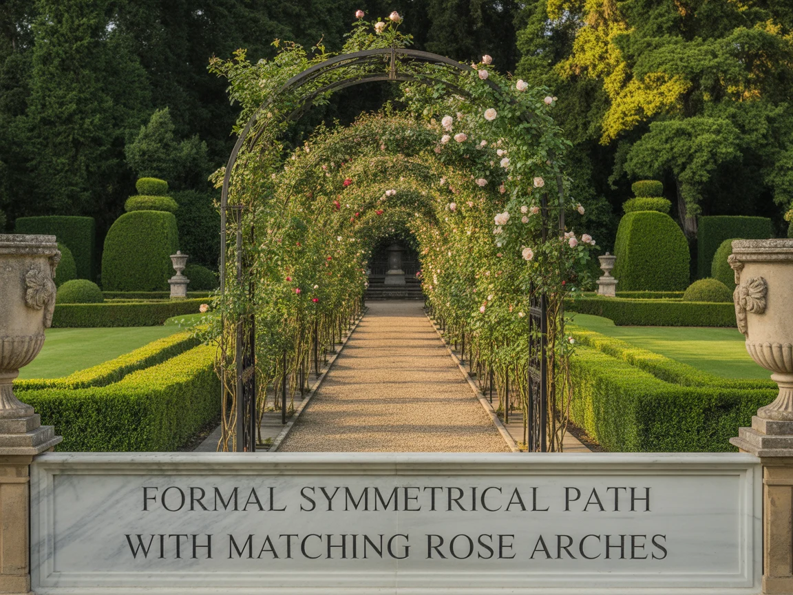 5. Formal Symmetrical Path With Matching Rose Arches