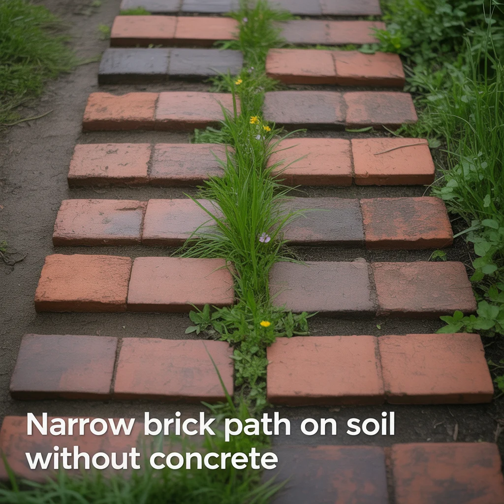 5. Narrow Brick Path on Soil Without Concrete