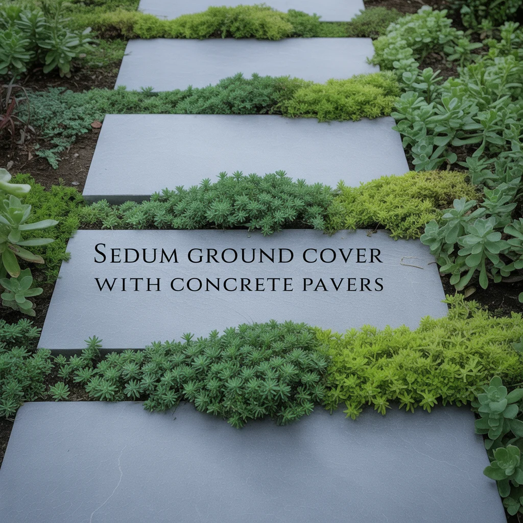 5. Sedum Ground Cover Path With Concrete Pavers