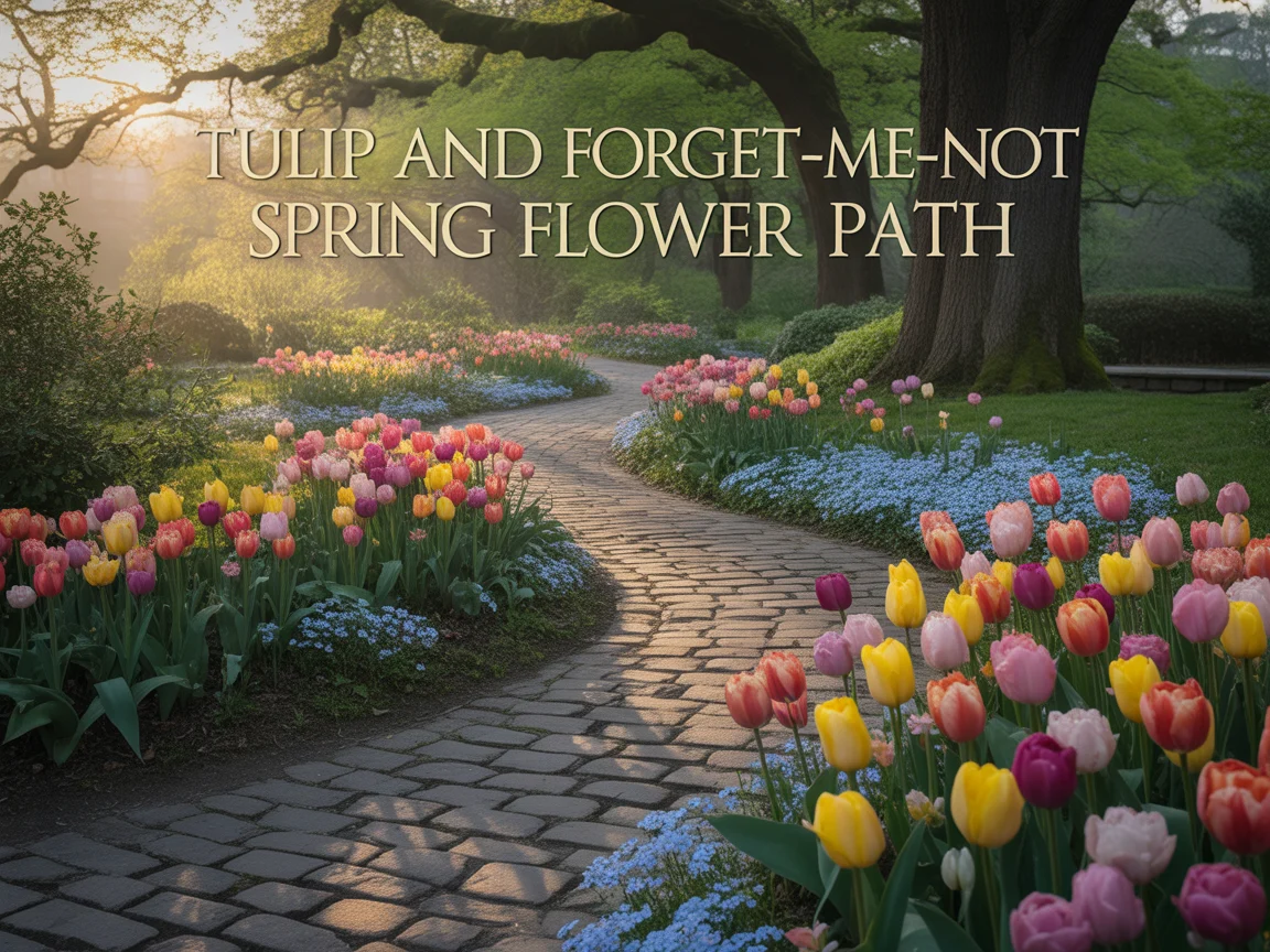 5. Tulip and Forget-Me-Not Spring Flower Path