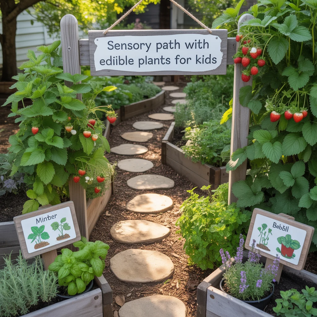 6. Sensory Path With Edible Plants for Kids