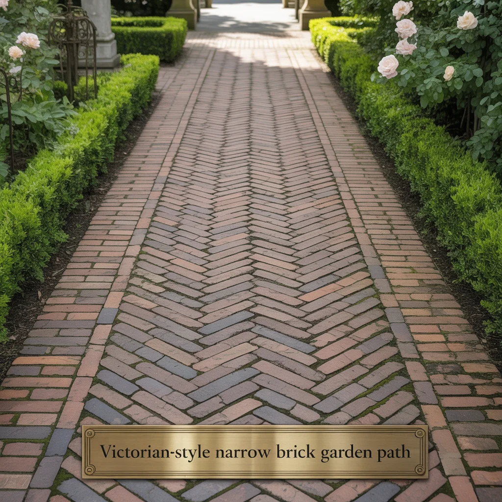 6. Victorian-Style Narrow Brick Garden Path