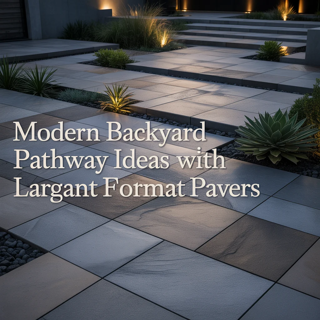 7. Modern Backyard Pathway Ideas With Large Format Pavers