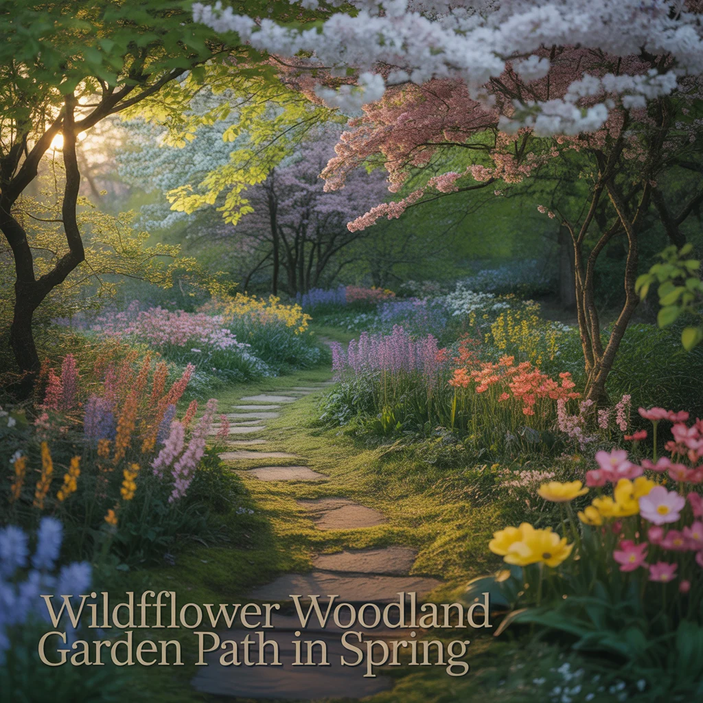 7. Wildflower Woodland Garden Path in Spring