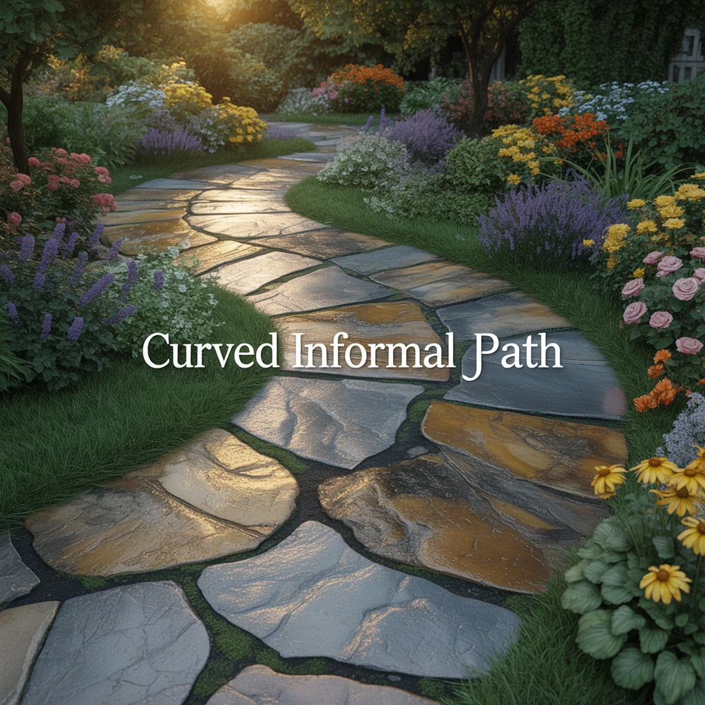 8. Flagstone Walkway Pictures Style: Curved Informal Path