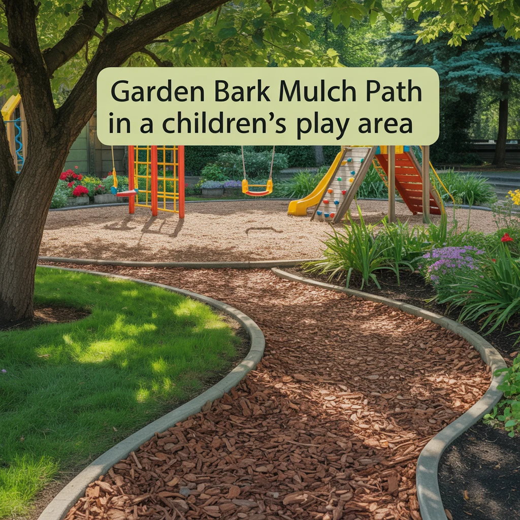 8. Garden Bark Mulch Path in a Children's Play Area