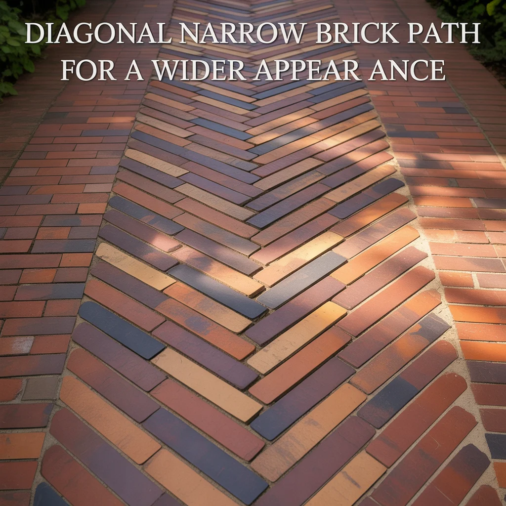 9. Diagonal Narrow Brick Path for a Wider Appearance