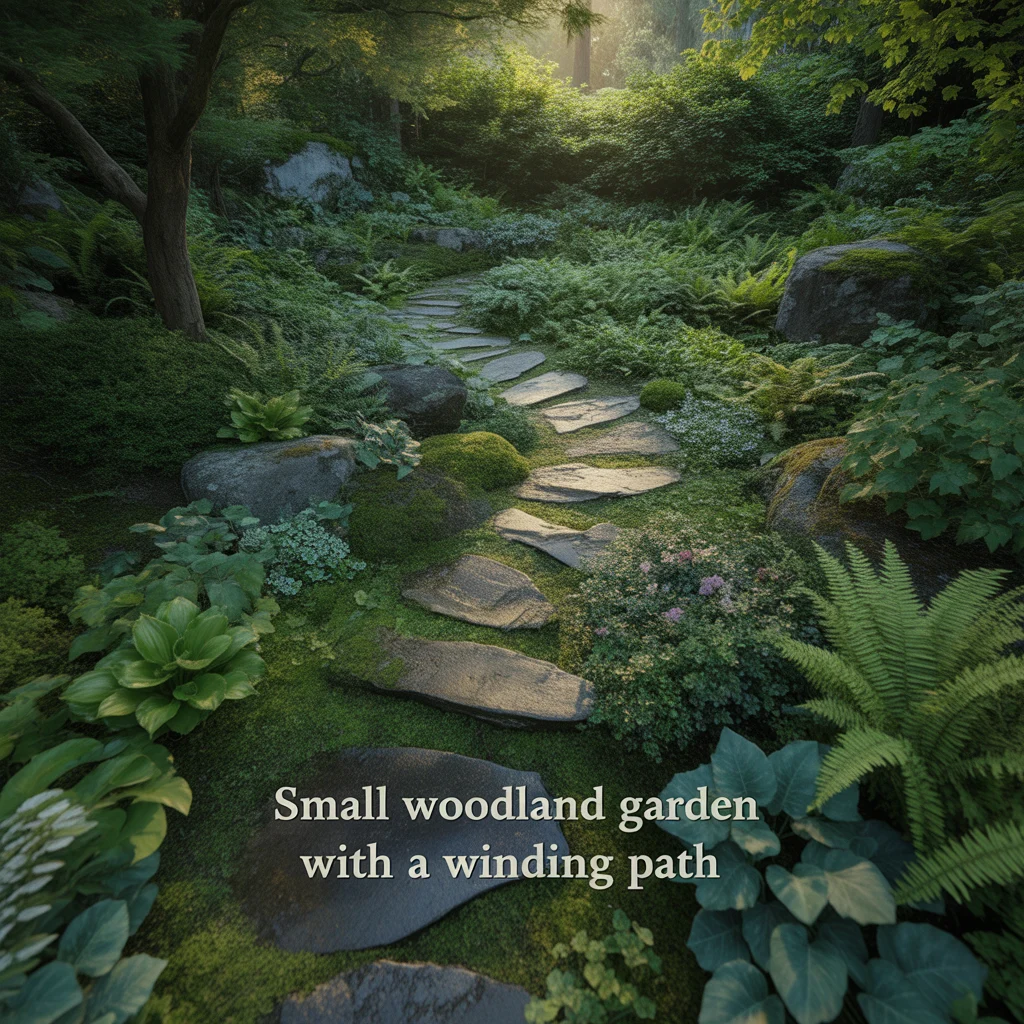 9. Small Woodland Garden With a Winding Path