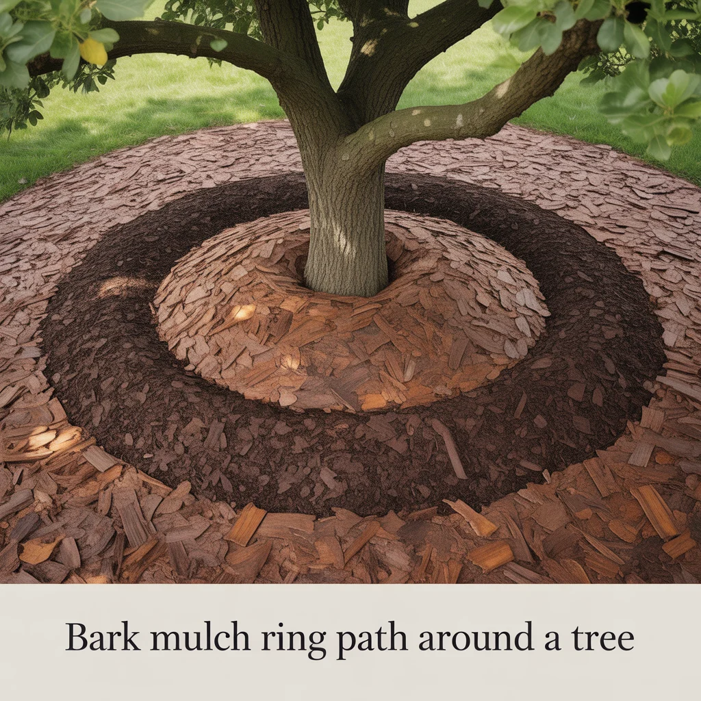 Bark Mulch Ring Path Around a Tree