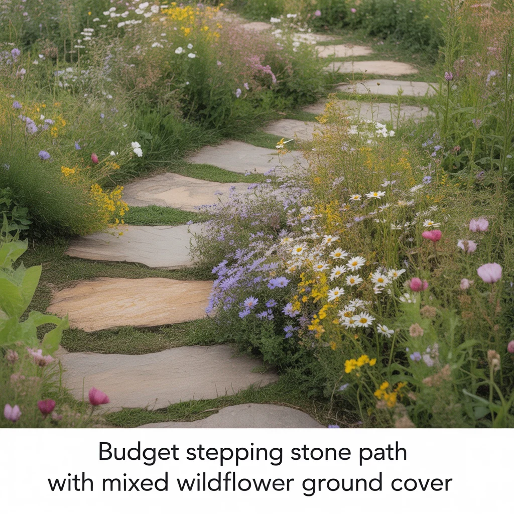 Budget Stepping Stone Path With Mixed Wildflower Ground Cover