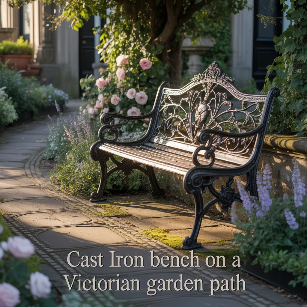 Cast Iron Bench on a Victorian Garden Path