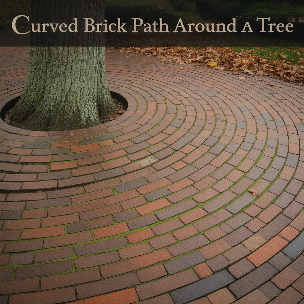 Curved Brick Path Around a Tree