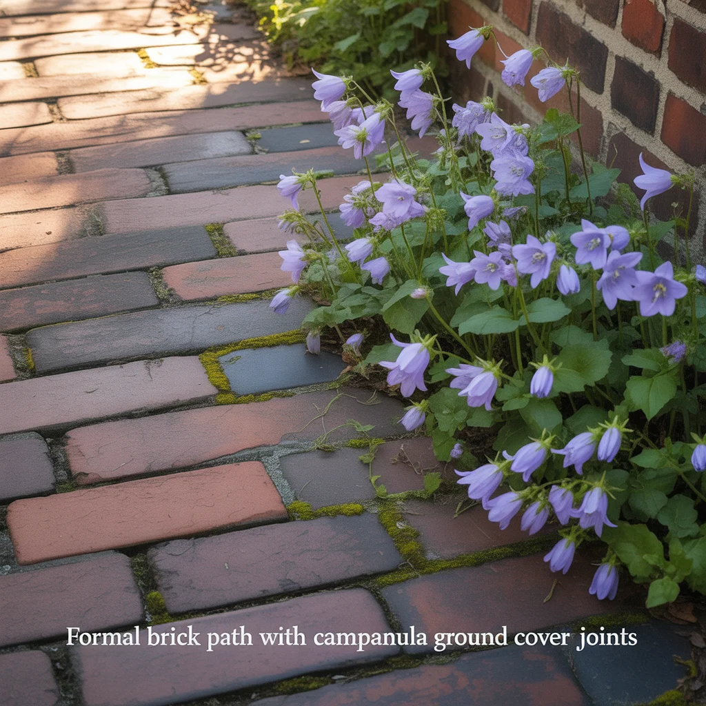 Formal Brick Path With Campanula Ground Cover Joints
