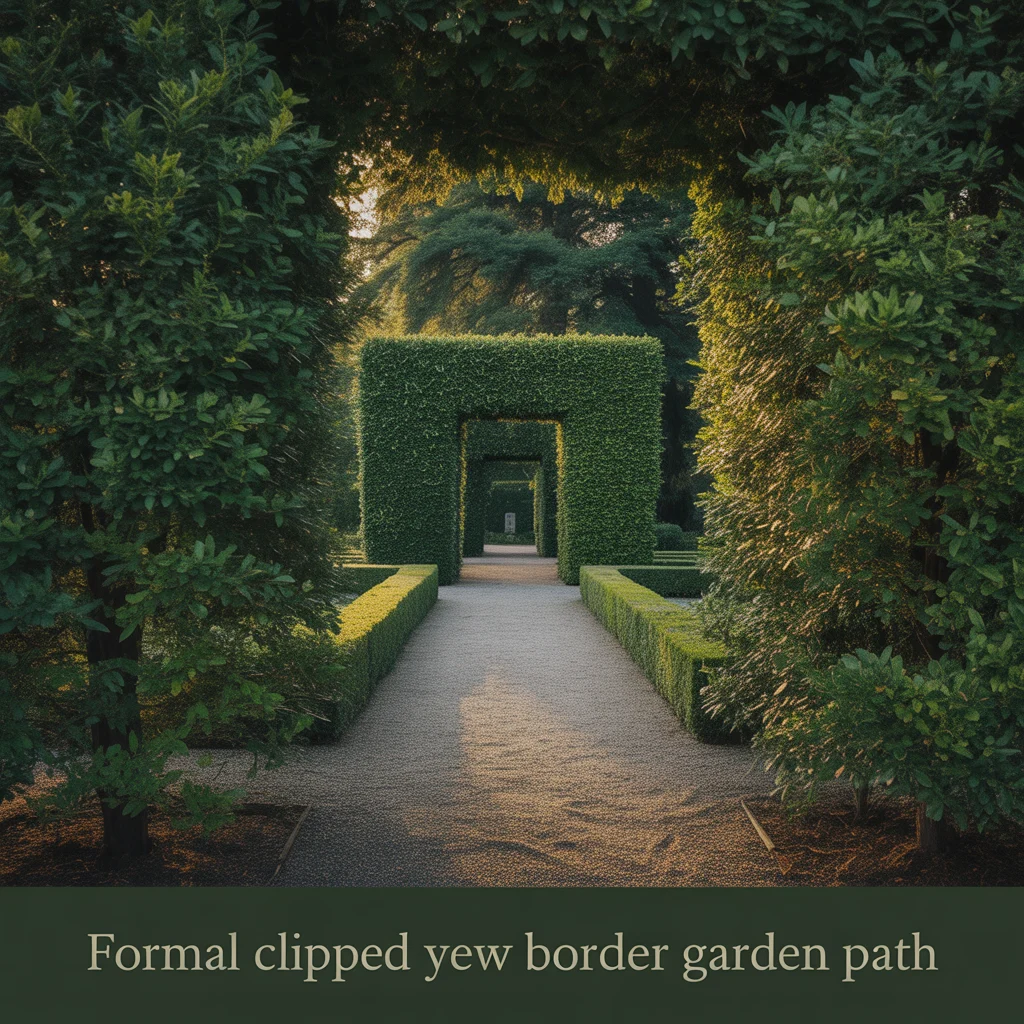 Formal Clipped Yew Border Garden Path