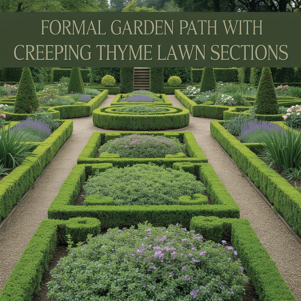 Formal Garden Path With Creeping Thyme Lawn Sections