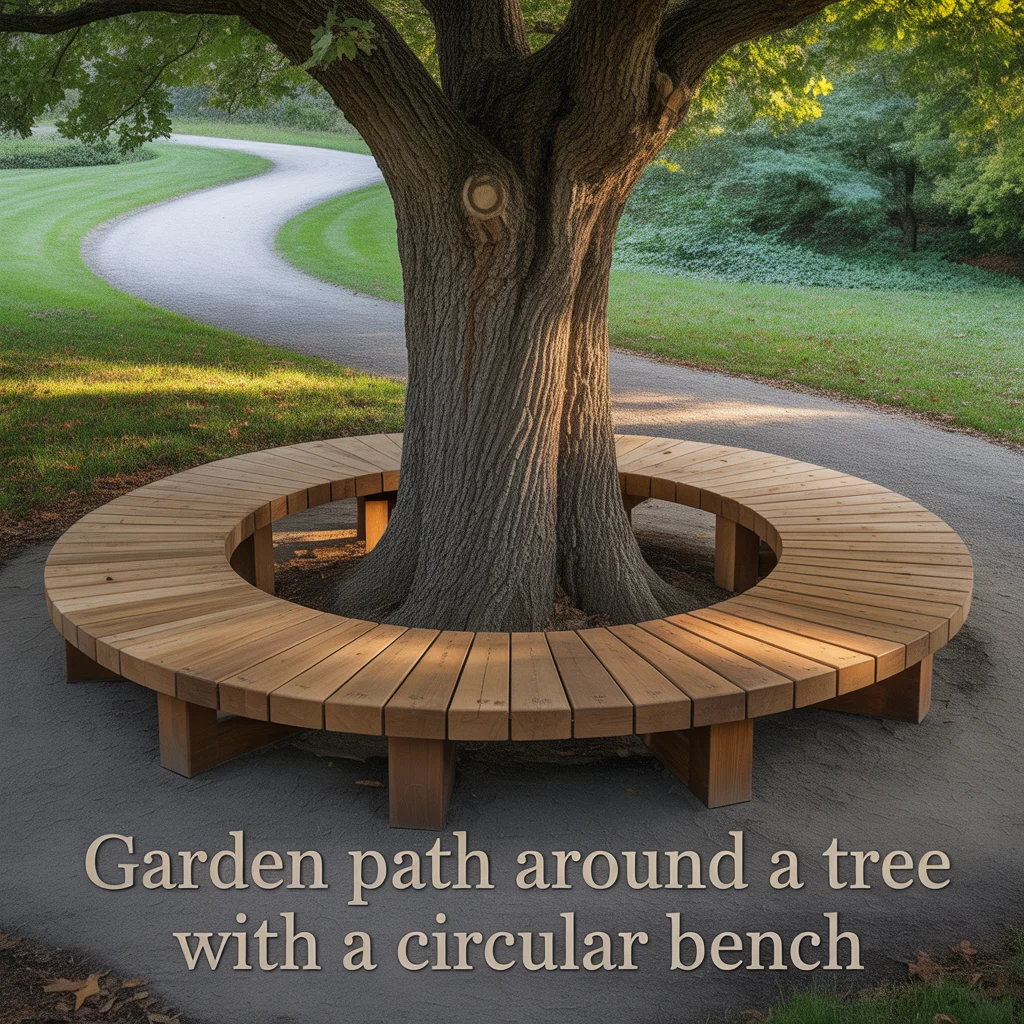 Garden Path Around a Tree With a Circular Bench
