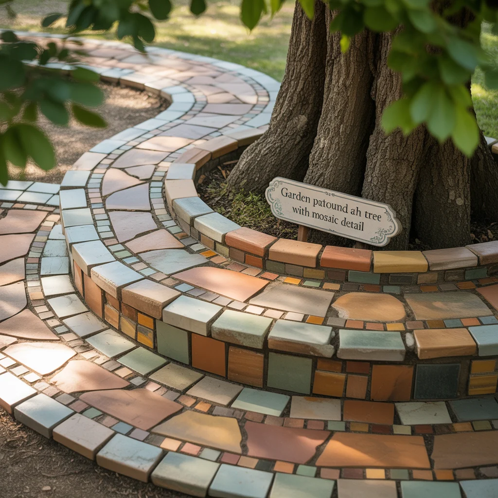 Garden Path Around a Tree With Mosaic Detail