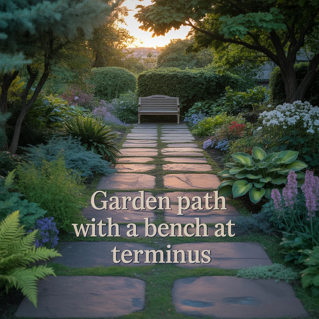 Garden Path With a Bench at the Terminus