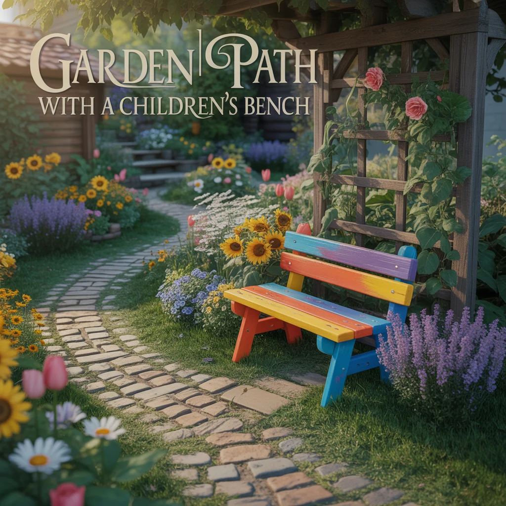 Garden Path With a Children's Bench