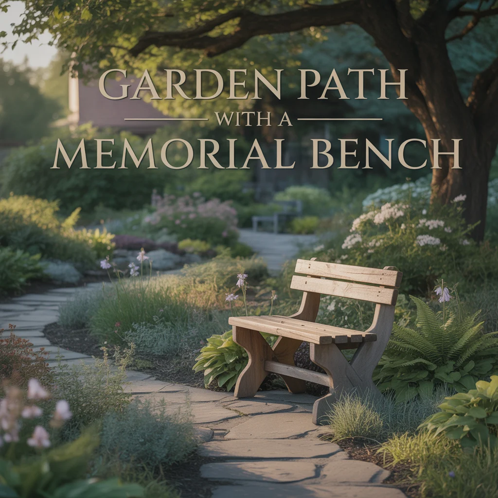 Garden Path With a Memorial Bench