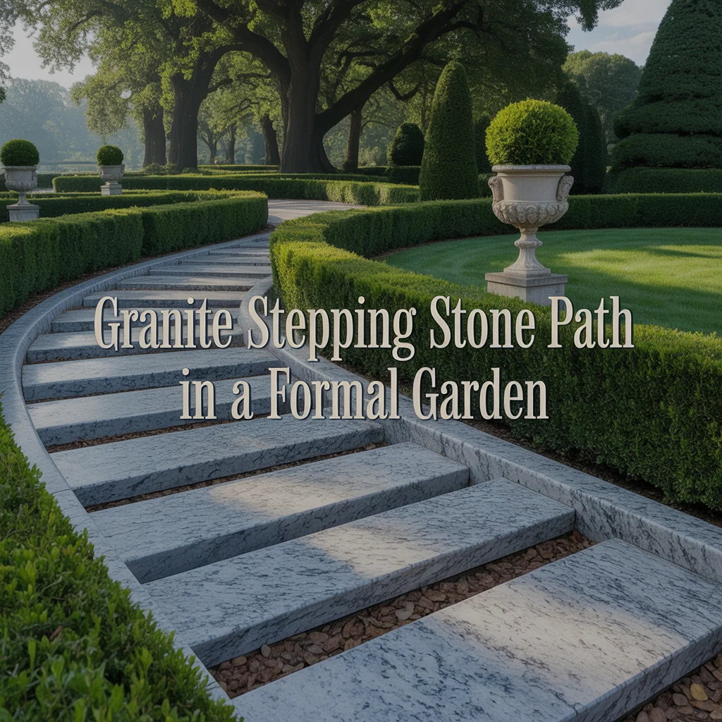 Granite Stepping Stone Path in a Formal Garden