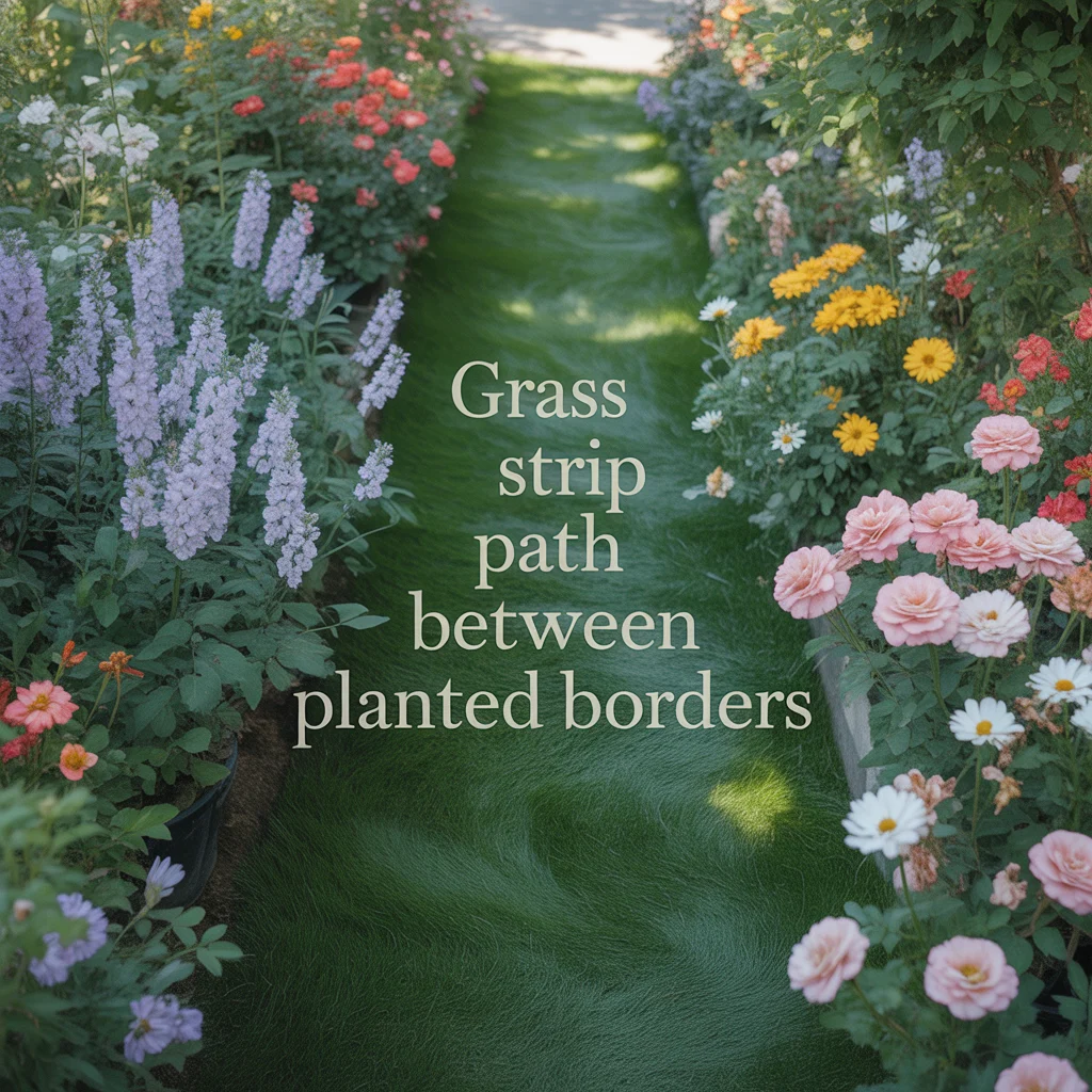 Grass Strip Path Between Planted Borders