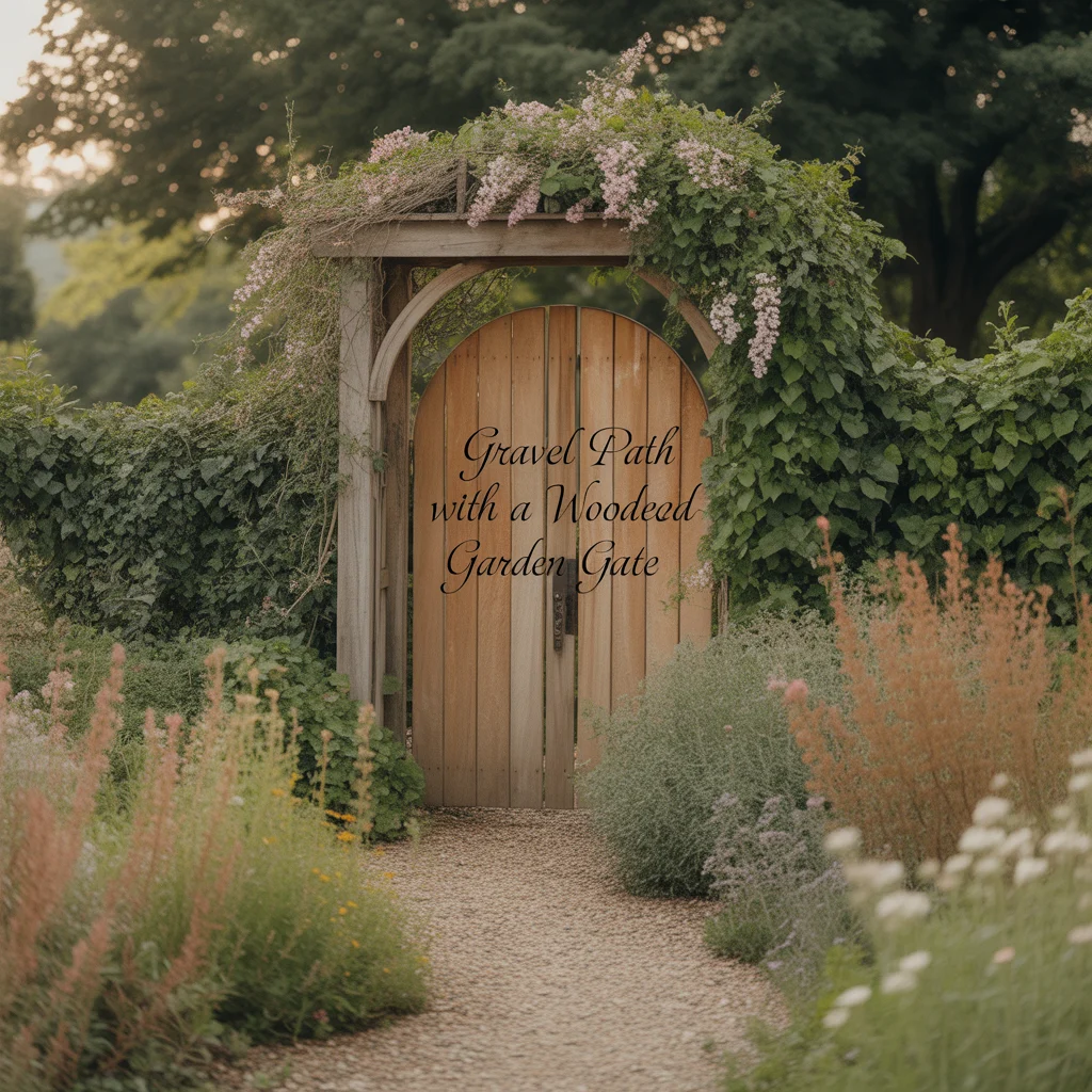Gravel Path With a Wooden Arched Garden Gate