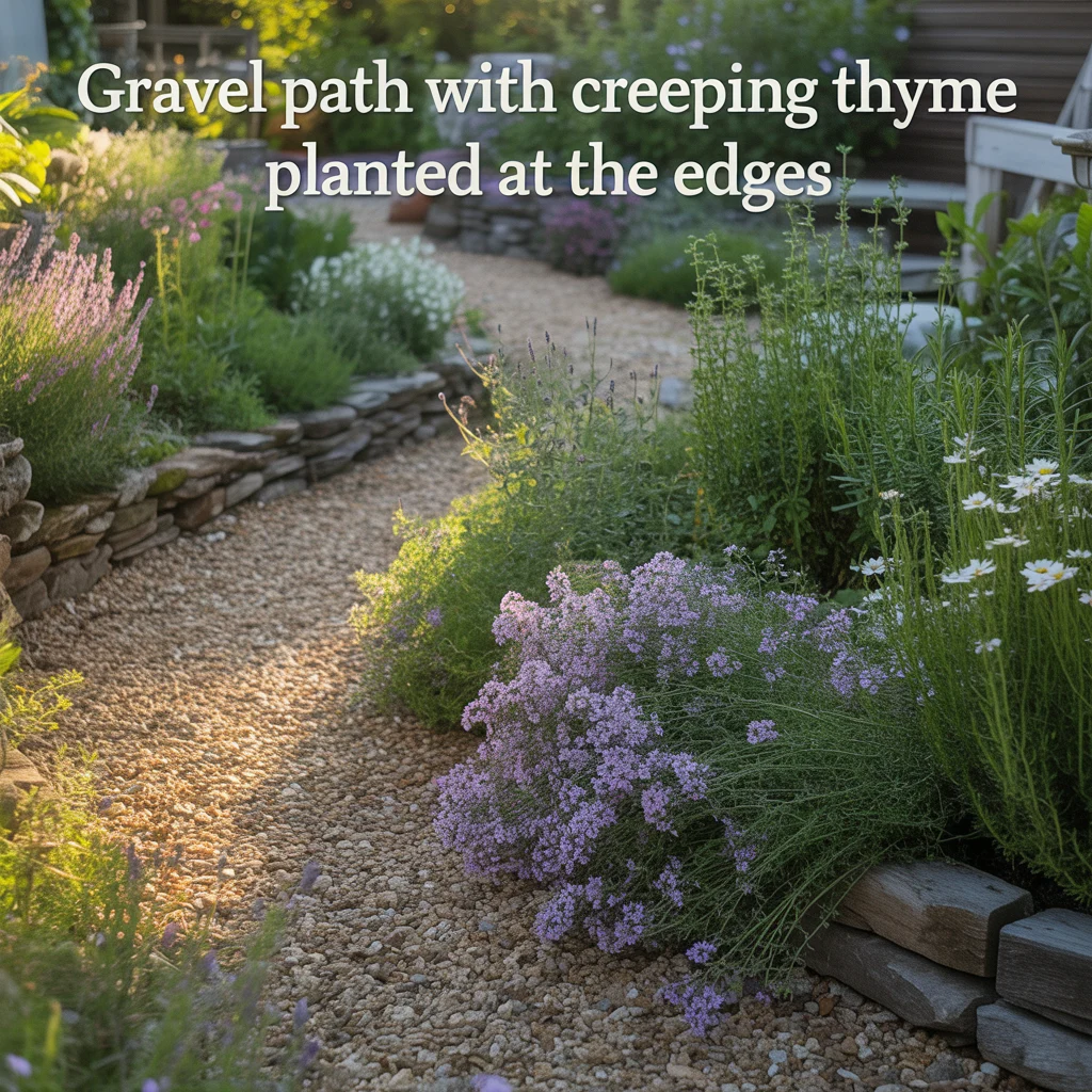 Gravel Path With Creeping Thyme Planted at the Edges