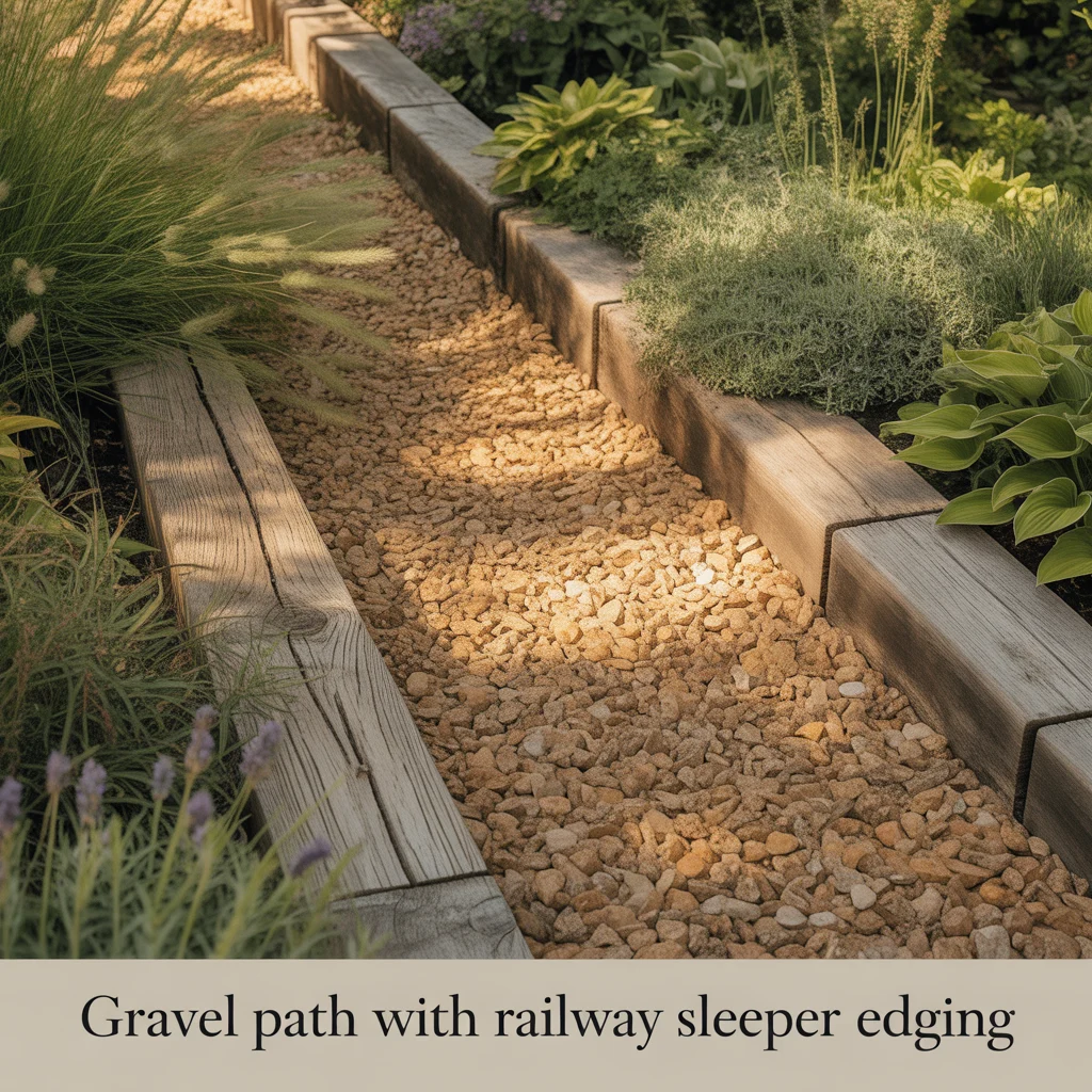 Gravel Path With Railway Sleeper Edging