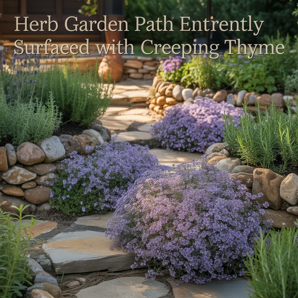 Herb Garden Path Entirely Surfaced With Creeping Thyme