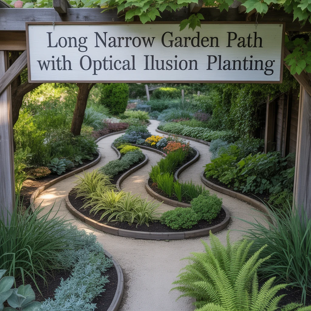 Long Narrow Garden Path With Optical Illusion Planting