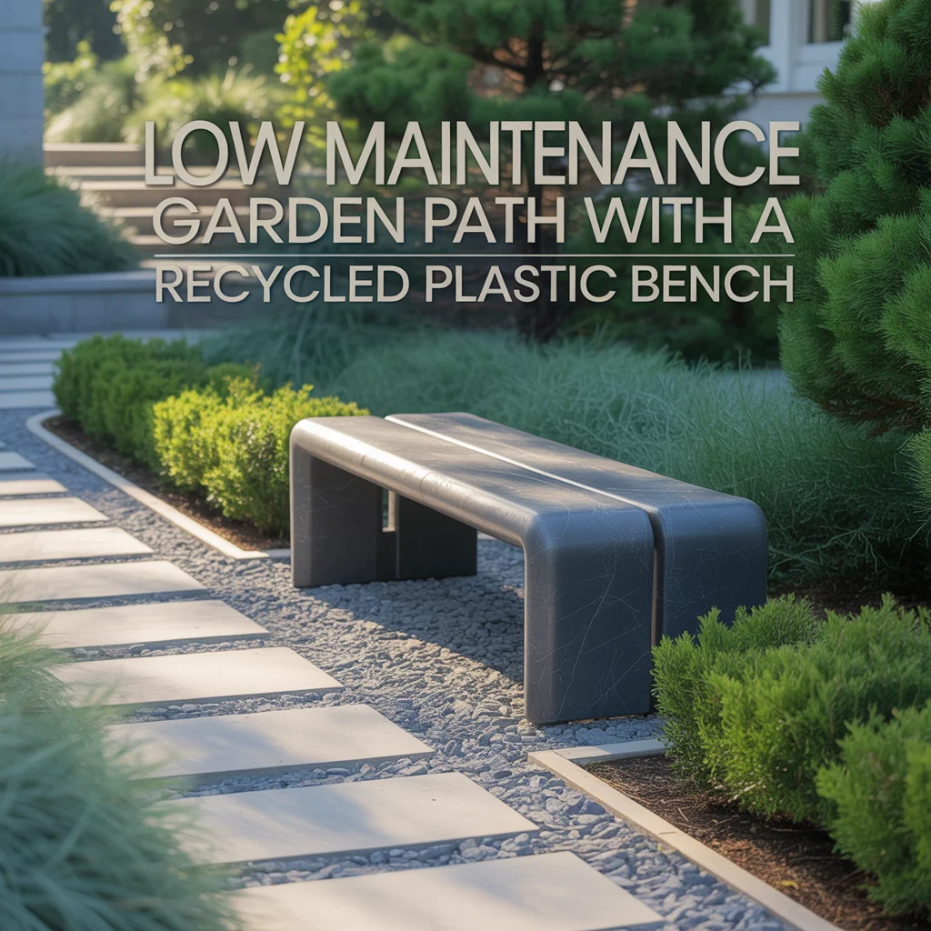 Low Maintenance Garden Path With a Recycled Plastic Bench